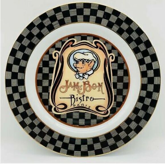 Jam Bon Bistro Paris Pig Piggy Chef Department 56 Cake Pie Server Ceramic Set - Picture 2 of 15